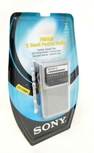 Sony ICF - S10MK2 Pocket AM/FM Radio (Silver) - VINTAGE 3