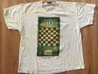 Vintage Rem Automatic For The People Shirt Concert Xl Rare Checkers 92