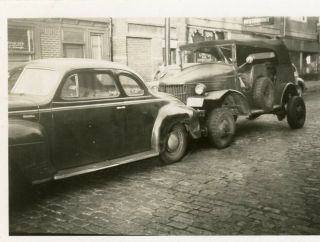 Org Wwii Photo: Large American Truck With Car