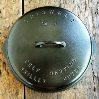 Vintage Griswold 10 Cast Iron Skillet Lid Frying Pan High Dome Cover Ironspoon