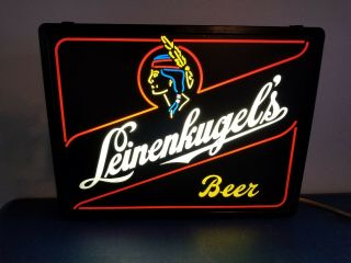 Vtg 1980s Leinenkugels Beer Indian Princess Back Bar Light Up Sign Norhwoods Wi