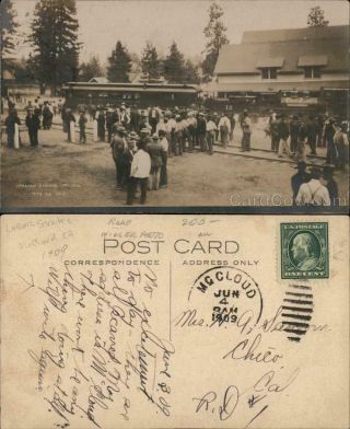 1909 Rppc Mccloud,  Ca Rare: Italian Labor Strike,  Railroad Depot Siskiyou County