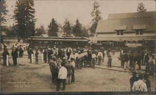 1909 RPPC McCloud,  CA Rare: Italian Labor Strike,  Railroad Depot Siskiyou County 2