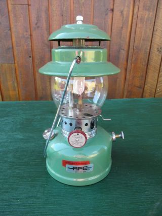 Vintage Coleman Afc Lantern Green Model 1010,  Ash Flash Glass Globe