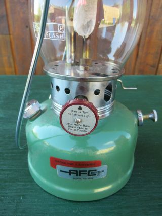 Vintage Coleman AFC Lantern Green Model 1010,  ASH FLASH Glass Globe 5