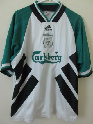 Rare - Vintage 1993 - 95 Adidas Liverpool Fc Carlsberg Away Soccer Jersey Size 44 - 46