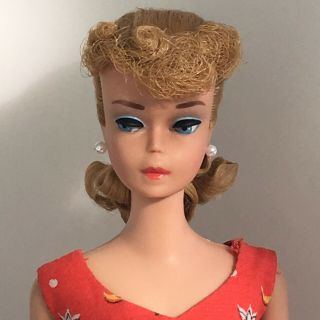 6 Or 7 Ponytail Barbie - Ash Blonde 1963 Vintage Orig.  Face Paint