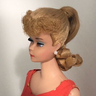 6 or 7 PONYTAIL BARBIE - Ash Blonde 1963 vintage Orig.  face paint 3