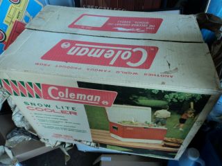 Vintage Green Coleman Snow Lite Cooler W/ Tray & Box