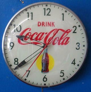 Vintage Pam Lighted Advertising Coca Cola Yellow Dot Clock