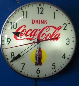 Vintage Pam Lighted Advertising COCA COLA YELLOW DOT Clock 2