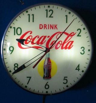 Vintage Pam Lighted Advertising COCA COLA YELLOW DOT Clock 3