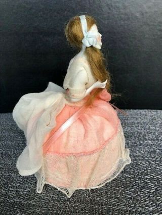 ANTIQUE GERMAN BISQUE HALF DOLL MOHAIR EXTENDED ARMS 5
