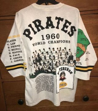 Pittsburgh Pirates 1960 World Champions Long Gone 2 Sided Vtg 90’s Large T Shirt