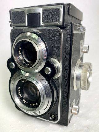 Vtg Zeiss Ikon Ikoflex Camera Tessar Teronar Lens 1:3.  5 F=75mm Synchro Compur