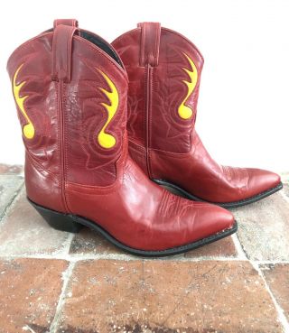 Womens Vintage Code West Red Leather Cowboy Western Boots Sz 8.  5 M Usa Made