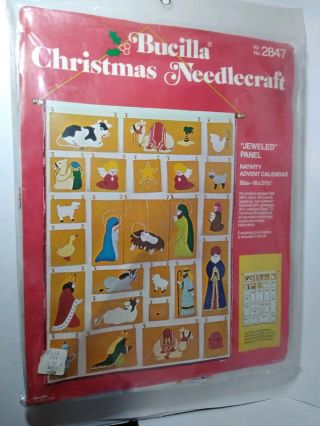 Vintage Bucilla Nativity Jeweled Christmas Advent Calendar Kit 2847