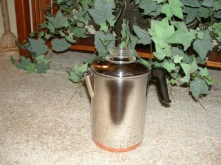 Vintage Nos Revere Ware Copper Clad 10 Cup Coffee Percolator No.  1520 Rare