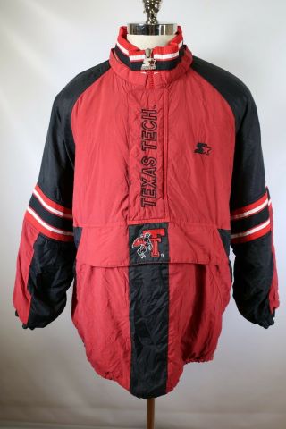B5957 VTG STARTER Texas Tech Red Raiders NCAA Pullover Jacket Size XL 2