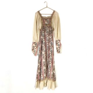 Vintage 70s Gunne Sax By Jessica Chinoiserie Floral Prairie Dress Maxi Size 11