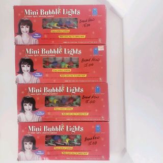 Vintage 4 Boxes Of 10 Light String Christmas Mini Bubble Lights Bethlemham