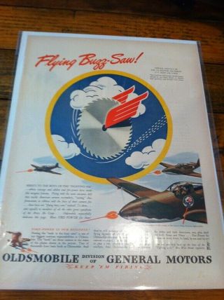 1943 Oldsmobile The Fighting 41st Fighter Squadron Flying Buzz Saw Ww Ii Ad