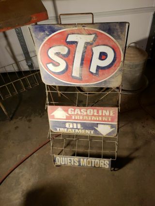 Vintage Stp Gasoline Treatment Can Display Rack Service Station Garage Oil