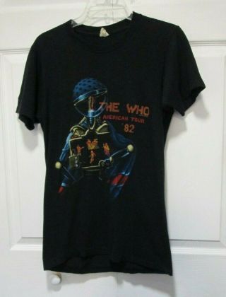 VTG The Who ' 82 American Tour Concert T - Shirt Mens SZ M Rock Band S/S Robot Tee 2