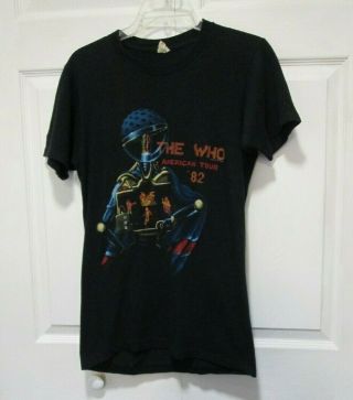 VTG The Who ' 82 American Tour Concert T - Shirt Mens SZ M Rock Band S/S Robot Tee 3