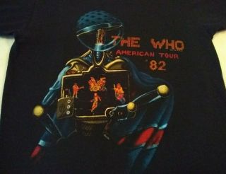 VTG The Who ' 82 American Tour Concert T - Shirt Mens SZ M Rock Band S/S Robot Tee 5