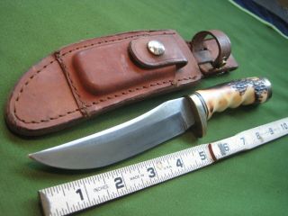 Vtg Schrade Usa 153uh Uncle Henry Golden Spike Hunting Knife Sheath & Stone