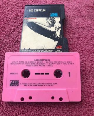 Vintage Led Zeppelin I Atlantic Cs 8216 Pink Cassette Tape See Video