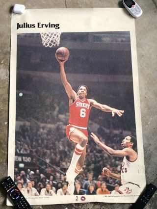 Vintage Dr J Julius Erving Philadelphia 76ers Starline 1981 Poster