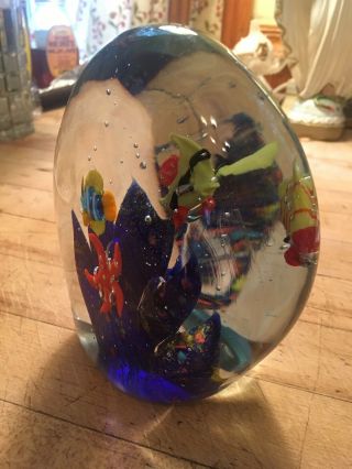 Vintage Large Murano Glass Fish Tank Aqurium Starfish Sculpture Paperweight Art 3