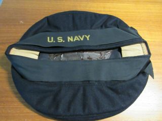 Vintage WWII US Navy USN Sailor Flat Hat Cracker Jack Wool Uniform Cap 7 1/8 5