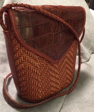 Vintage Brighton Handbag Croc Leather And Woven Design Unusual,  Unique and Rare 3