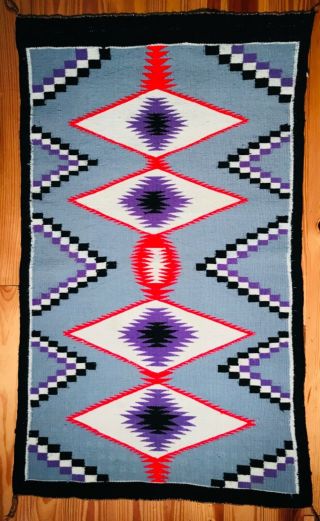 Vintage Navajo Germantown Blanket/rug,  Colors - Blue,  Purple,  Lavender,  Nr