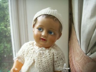 Old Antique French Sic Celluloid Character Flirty Eyed Baby Doll C.  1920 France