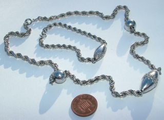 Good Quality 58g Vintage Sterling Silver Necklace & Bracelet Set In Rope Chain