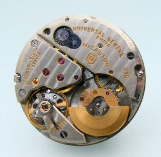 Vintage Universal Geneve Microrotor Cal 215 Rhodiumed Movement,  Running