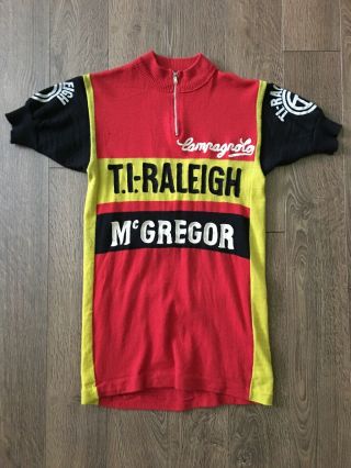 Vtg 70s Ti Raleigh Campagnolo Cycling Sweater Jersey Race Trek Marathon Wool
