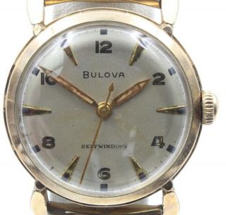 VINTAGE 1950 ' S BULOVA 17 JEWEL 10CSC SWISS SELF - WINDING GOLD TONE WATCH 6105 - 3 2