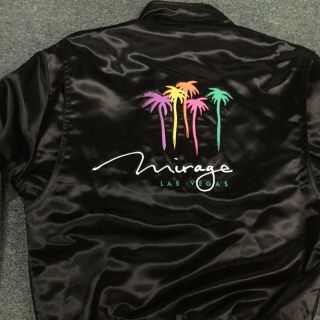 VTG Las Vegas Hotel Casino Mirage Golden Nugget Neon Reversible Satin Jacket Sm 2