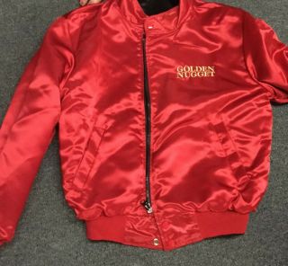 VTG Las Vegas Hotel Casino Mirage Golden Nugget Neon Reversible Satin Jacket Sm 3