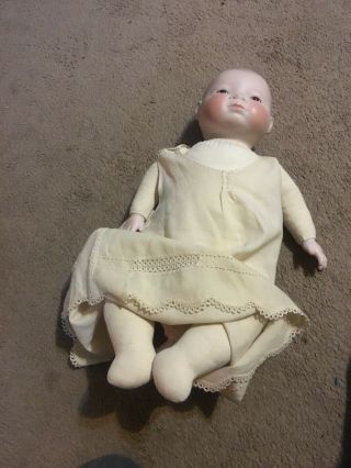 Antique Grace Putman 18” Bye Lo Baby Doll Bisque Head & Hands.  Cloth Body 5