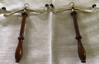 Antique/vintage Matching Pair Mahogany & Brass Barrister Wig & Gown Hangers