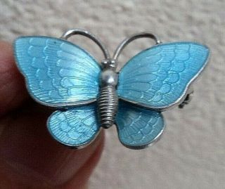 Vintage Danish Sterling Silver & Enamel Butterfly Brooch - Volmer Bahner Denmark