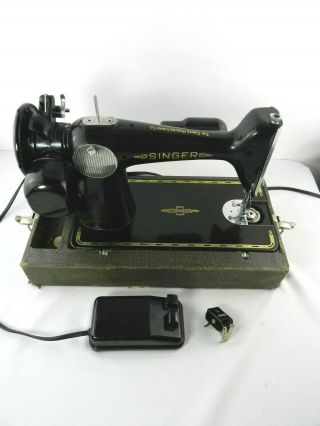 Vintage Singer Black Portable Sewing Machine W/ Foot Pedal