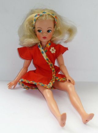 Vintage Sindy Doll In Wrapover Dress Outfit With Matching Headband