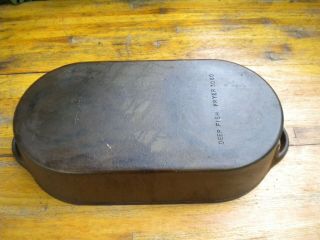 VINTAGE LARGE OVAL HEAVY CAST IRON 3060 DEEP FISH FRYER PAN MADE IN USA 6